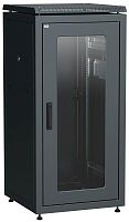 Шкаф сетевой 19дюйм LINEA N 24U 600х600мм стеклянная передняя дверь задняя металлическая черн. ITK LN05-24U66-GM