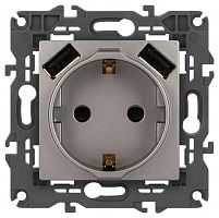 Розетка ЭРА Elegance 14-4109-16 2P+E 16A-250В штор. с 2xUSB 5В-3А титан Эра Б0065775