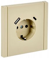 Розетка FORTE&PIANO FP447 16А USB A+C 18Вт с заземл. защ. шторки винт. крепл. ваниль IEK FP-R14-16-U22-018-K10