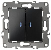 Механизм выключателя 2-кл. СП Эра12 10А IP20 12-1105-05 250В 10AX с подсветкой антрацит Эра Б0014661