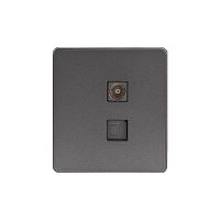 Розетка компьютерная + телевизионная СП ROUND MIELE RJ45 кат6 + TV титан Kranz KR-78-0722-2