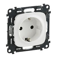 Механизм розетки 1-м СП Valena Allure 16А IP20 250В 2P+E защ. шторки безвинт. клеммы с лицев. панелью бел. Leg 753720