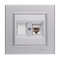 Розетка компьютерная+гнездо СП Karea 16А IP20 CAT 5 сереб. Makel 56065035