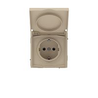 Розетка силовая KANT IP44 2P+E защ. шторки с крышкой ванильн. марципан DKC 7015013
