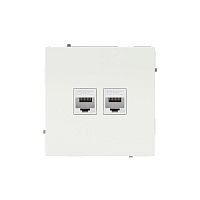 Розетка компьютерная 2-м KANT RJ45 кат.6A без шторки бел. магнолия DKC 7000674