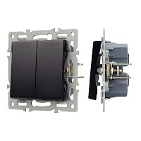 Механизм выключателя двухклавишный непроходной SWT-MK02-PL-BK (250В 16А) Arlight 043725
