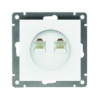 Розетка компьютерная 2-м СП Афина RJ45 кат.5E механизм бел. Universal A1086