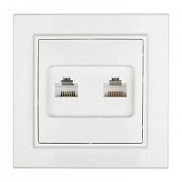 Розетка компьютерная + телефонная 2-м СП Минск RJ45 + Phone бел. Basic EKF ERK00-135-10