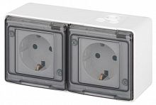 Розетка Эксперт 11-2503-01 2х2P+E гориз. IP55 16А-250В ОУ бел. Эра Б0063264