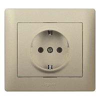 Розетка 1-м СП Galea Life 16А IP20 2P+E защ. шторки немецк. стандарт с лицев. панелью титан Leg 771463