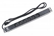 Блок евророзеток для 19дюйм шкафов PDU-6P-2IEC горизонт. 6 розеток 10А без выключателя алюм. корпус шнур 2м вилка IEC 320 C14 Cabeus 7289c