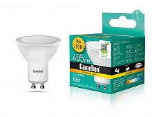 Лампа светодиодная LED5-GU10/830/GU10 5Вт рефлектор матовая 3000К тепл. бел. GU10 405лм 170-265В Camelion 10956