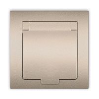 Розетка 1-м СП Афина 16А IP20 с заземл. с крышкой в сборе шампань Universal A0029-Br