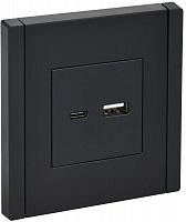 Розетка USB A+C 18Вт FORTE&PIANO FP151 черн. IEK FP-U22-018-K02