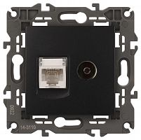Розетка компьютерная + телевизионная 2-м Elegance 14-3110-05 RJ45 + TV IP20 механизм антрацит Эра Б0034318
