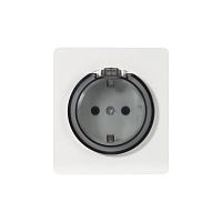 Розетка 1-м СП ROUND MIELE 16А с заземл. защ. шторки и крышкой перламутр Kranz KR-78-0702-1