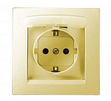 Розетка 1-м СП Simon15 с защ. крышкой защ. шторки с заземл. IP44 сл. кость Simon 1590450-031