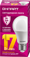 Лампа светодиодная 90 533 OLL-A60-17-230-2.7К-E27 PRO 90-240В ОНЛАЙТ 90533