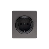Розетка 1-м СП ROUND MIELE 16А с заземл. защ. шторки и крышкой титан Kranz KR-78-0702-2