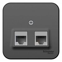 Розетка компьютерная 2-м ОП Blanca RJ45 кат.5E с изолир. пластиной антрацит SchE BLNIA045456