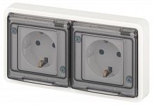 Розетка Эксперт 11-2523-01 2х2P+E гориз. IP55 16А-250В СУ бел. Эра Б0063276
