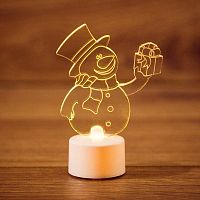 Фигура светодиодная "Снеговик с подарком 2D" на подставке RGB Neon-Night 501-054