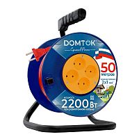 Удлинитель на катушке 4х50м без заземл. 10А IP20 2.2кВт ПВС 2х1 DOMTOK 2440