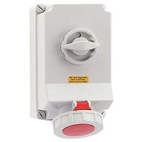 Розетка 63А 4п 3P+PE 6ч 400В IP67 260х160 с блокировкой Bals 16604