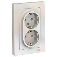 Розетка 2-м AtlasDesign 16А с заземл. в сборе жемчуг SchE ATN000424