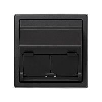 Адаптер на 2 RJ45(12) коннектора 75528; 75540; 75541; 75544-39 75542-30 наклонный Simon73 Loft графит 73086-62