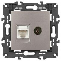 Розетка ЭРА Elegance 14-3110-16 RJ45+TV титан Эра Б0065768