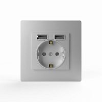 Розетка 1-м СП Pixel с заземл. с 2-мя заряд. устр. USB тип A+A IP20 механизм айс TOKOV ELECTRIC TKE-PX-R1U2A-C34