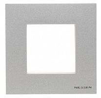 Рамка 1-м 2мод. Zenit серебристый ABB 2CLA227100N1301