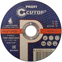 Диск отрезной по металлу и нерж. стали профессиональный Profi Т41-125х1.6х22.2мм Cutop 39985т